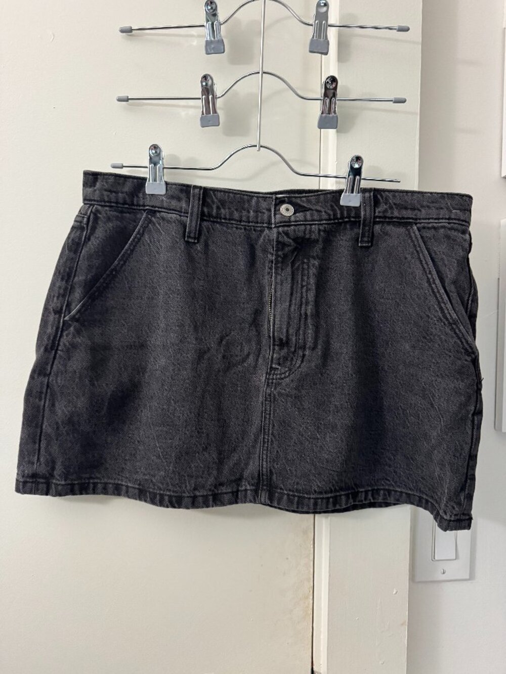Abercrombie & Fitch High Rise Washed Black Denim Mini Skirt